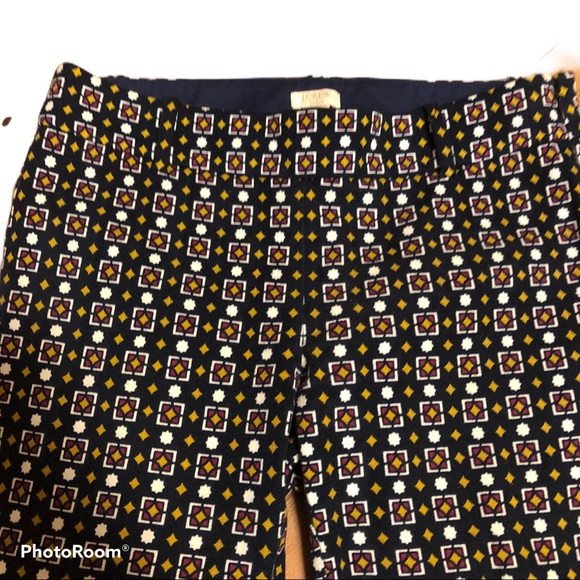 J. Crew Stretch Print Blue Ankle Pants - Picture 4 of 7